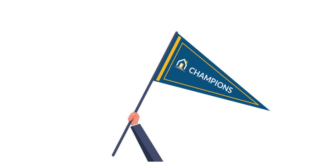 Person holding flag with Beacon Champion Flag Pennant