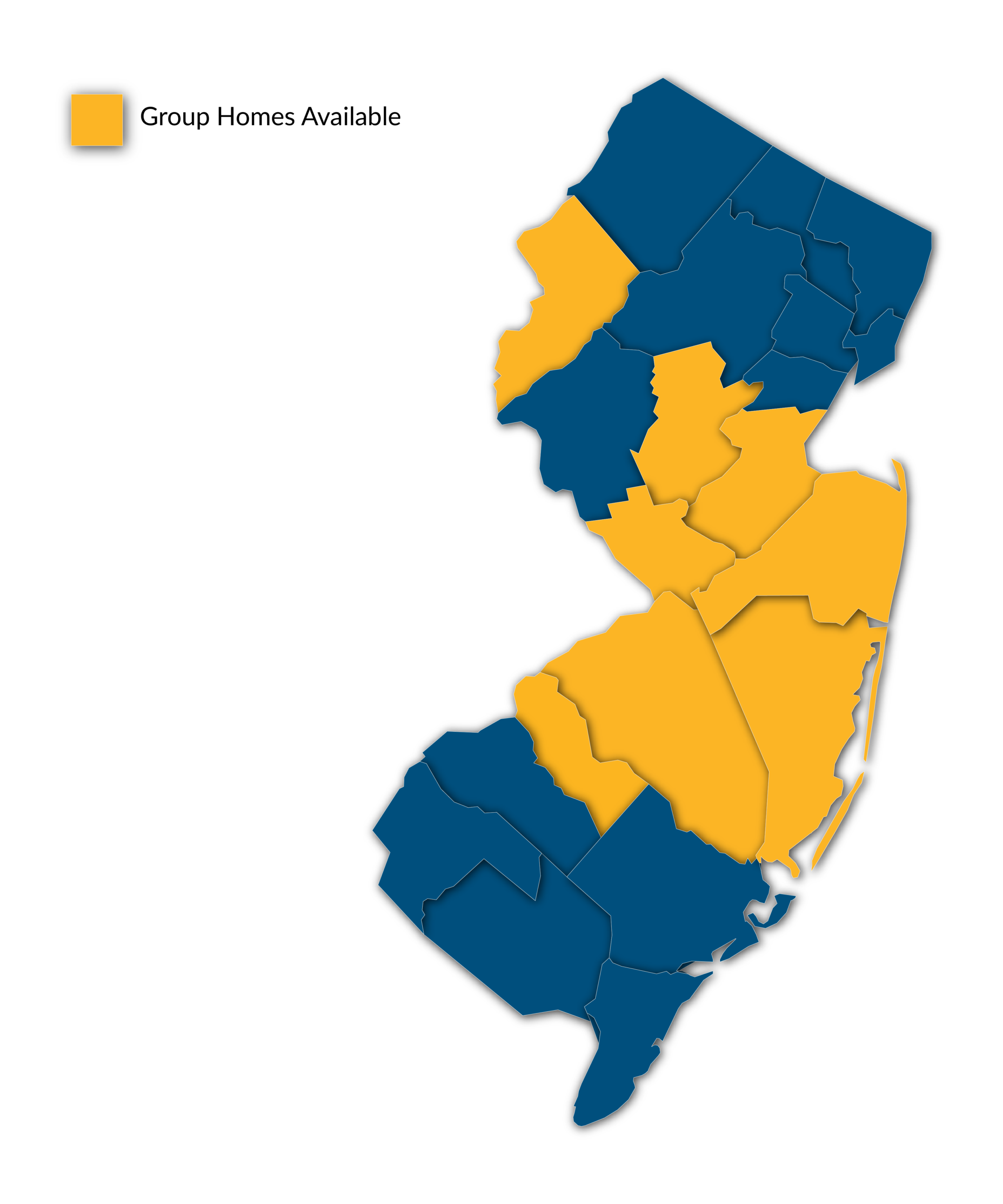 NJ Map 9.2026 Map of counties served in New Jersey.